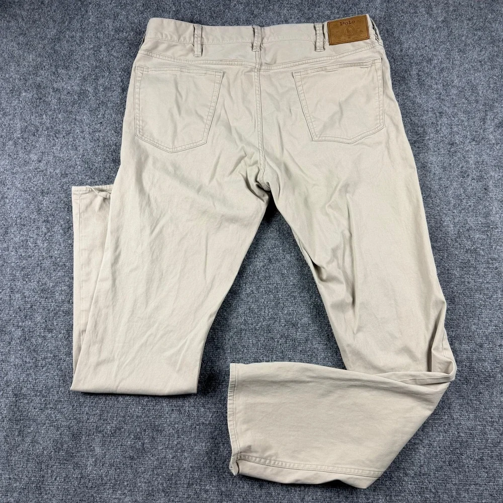 Polo Ralph Lauren Varick Slim Straight Pants Mens 36/34 Tan Khaki Chino Trousers